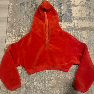 Cropped red hoodie